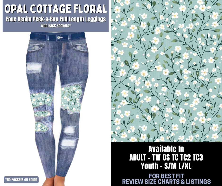 Preorder! Closes 1/8. ETA March. Opal Cottage Floral Full Length Faux Denim Peekaboo