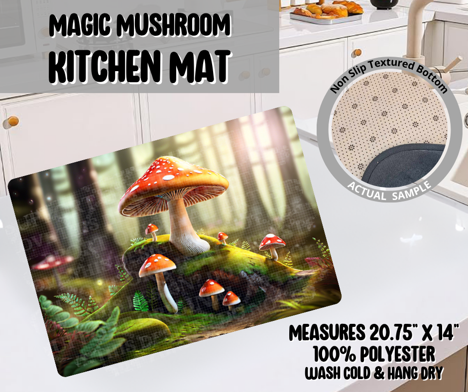 Preorder! Closes 11/26. ETA Feb. Magic Mushroom Kitchen Mat