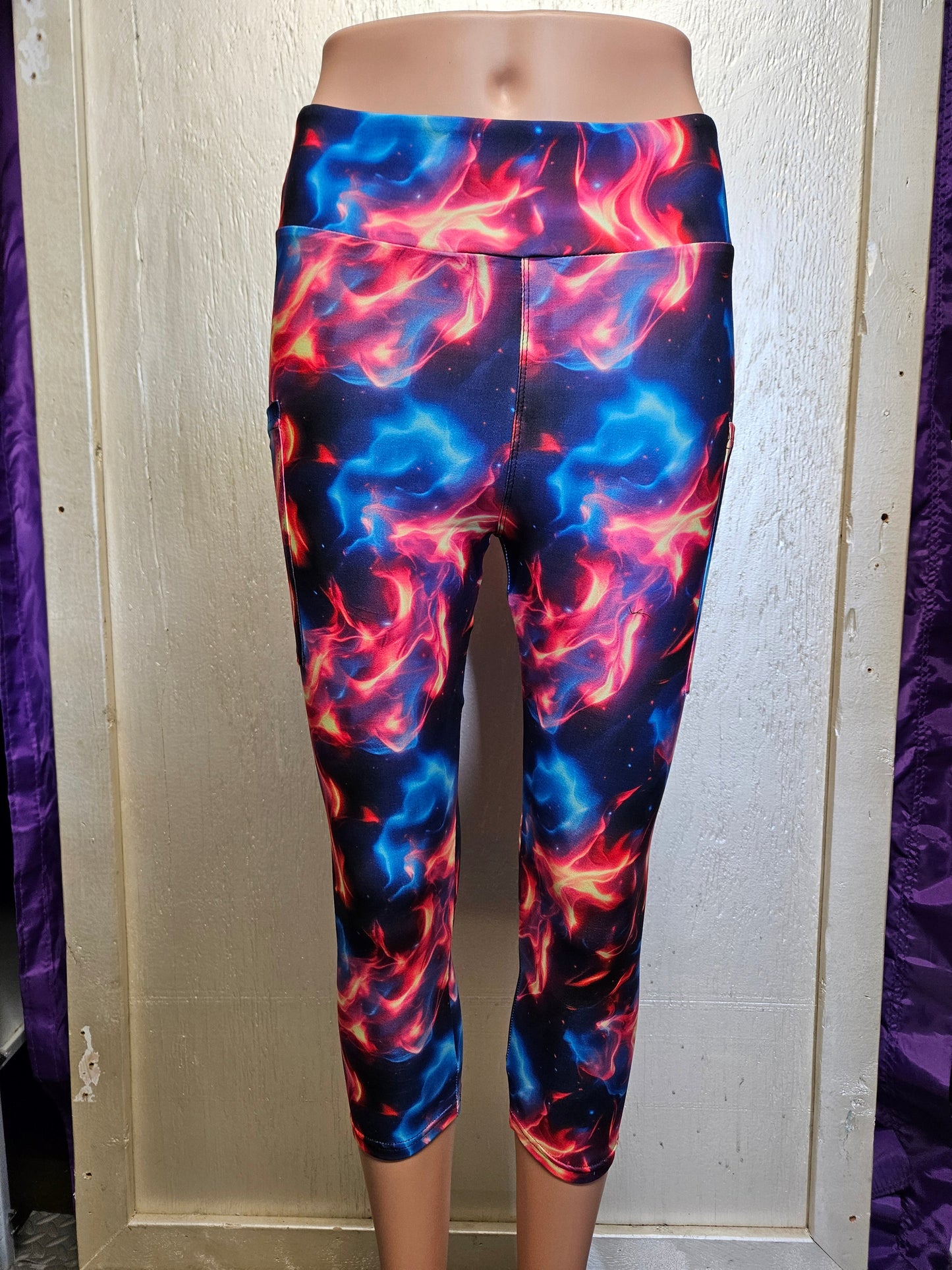 Neon Fire capris with pockets