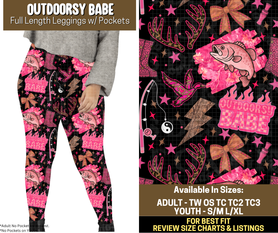 Preorder! Closes 9/12. ETA Dec. Outdoorsy Babe Full Length Leggings w/wo Pockets