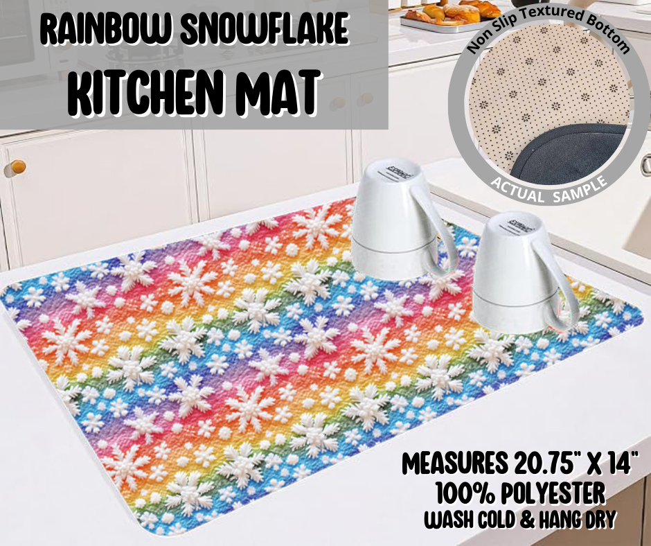 Preorder! Closes 9/10. ETA Dec. Rainbow Snowflake Kitchen Mat