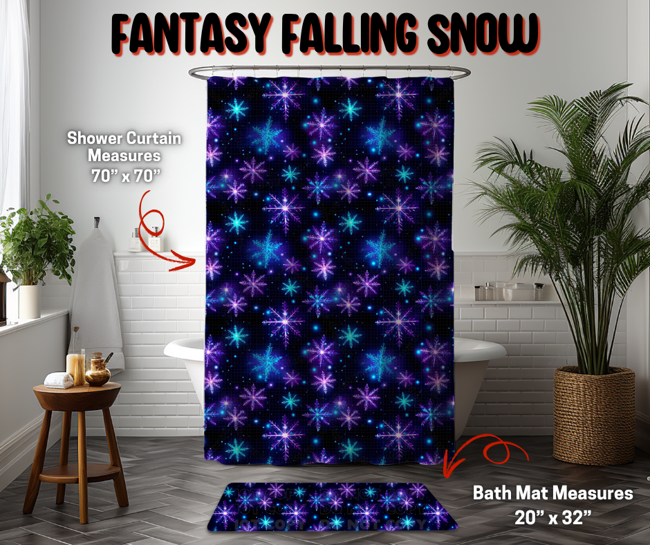Preorder! Closes 9/8. ETA Dec. Fantasy Falling Snow Custom Shower Curtain and/or Bath Mat
