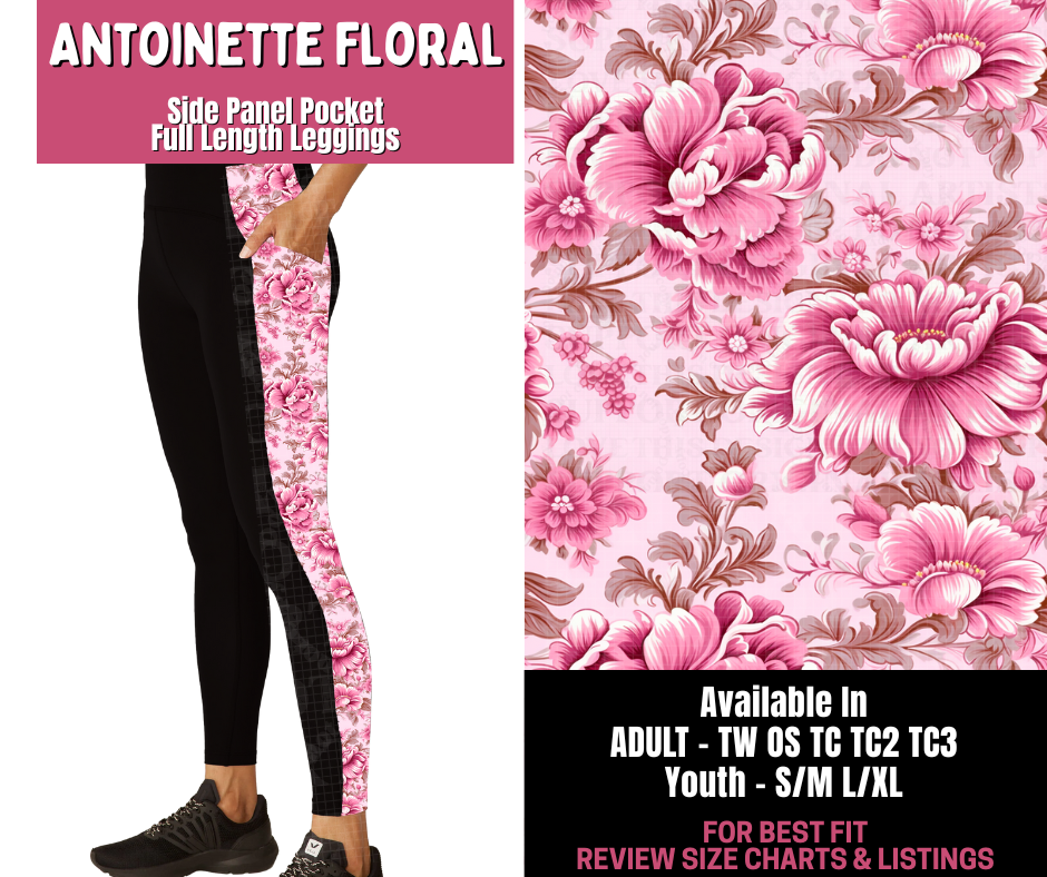Preorder! Closes 11/10. ETA Jan. Antoinette Floral Side Panel Pocket Full Length Leggings
