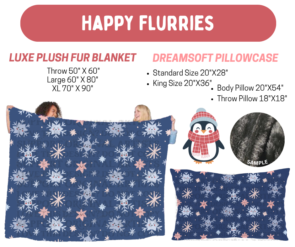 Preorder! Closes 8/17. ETA Nov. Happy Flurries Luxe Plush Fur Blanket and/or DreamSoft Pillowcase