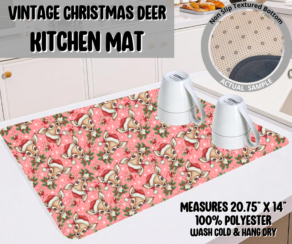 Preorder! Closes 9/10. ETA Dec. Vintage Christmas Deer Kitchen Mat