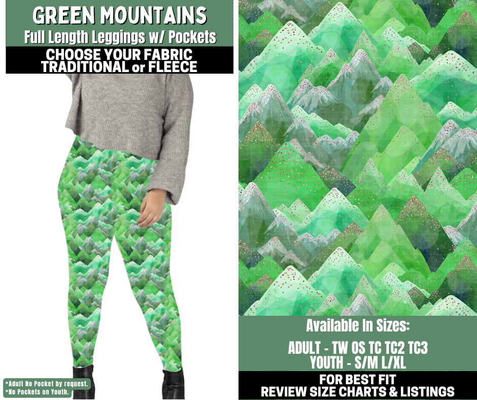 Preorder! Closes 12/4. ETA Feb. Green Mountains Leggings Choose Fleece or Traditional