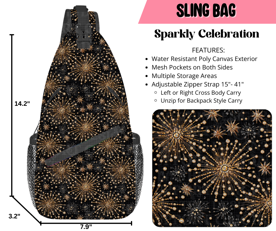 Preorder! Closes 9/17. ETA Dec. Sparkly Celebration Sling Bag