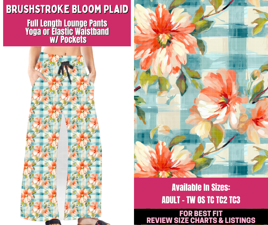 Preorder! Closes 12/31. ETA March. Brushstroke Bloom Plaid Full Length Lounge Pants