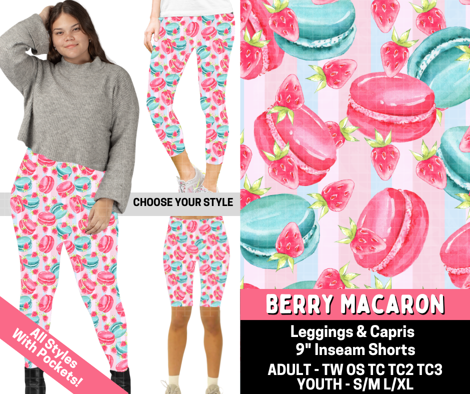 Preorder! Closes 5/28. ETA Aug. Berry Macaron Combo Legging Lengths