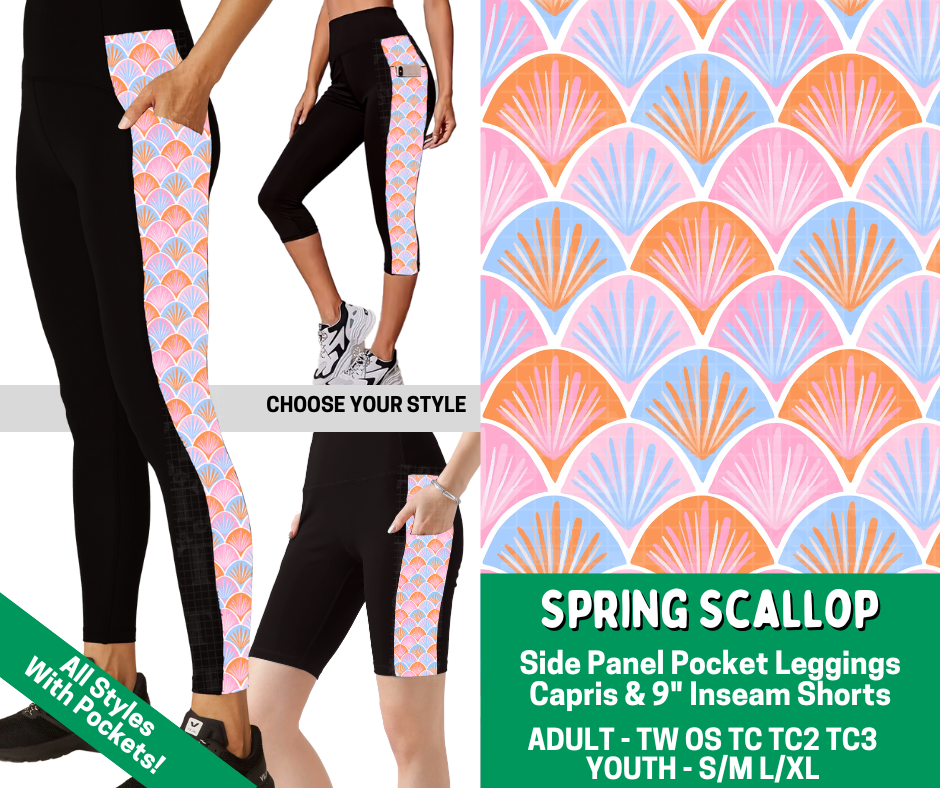 Preorder! Closes 2/18. ETA May. Spring Scallop Combo Side Panel Legging Lengths