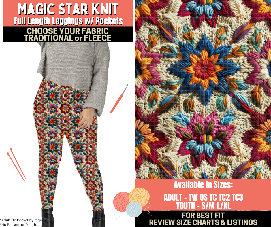 Preorder! Closes 10/1. ETA Dec. Magic Star Knit Leggings Choose Fleece or Traditional