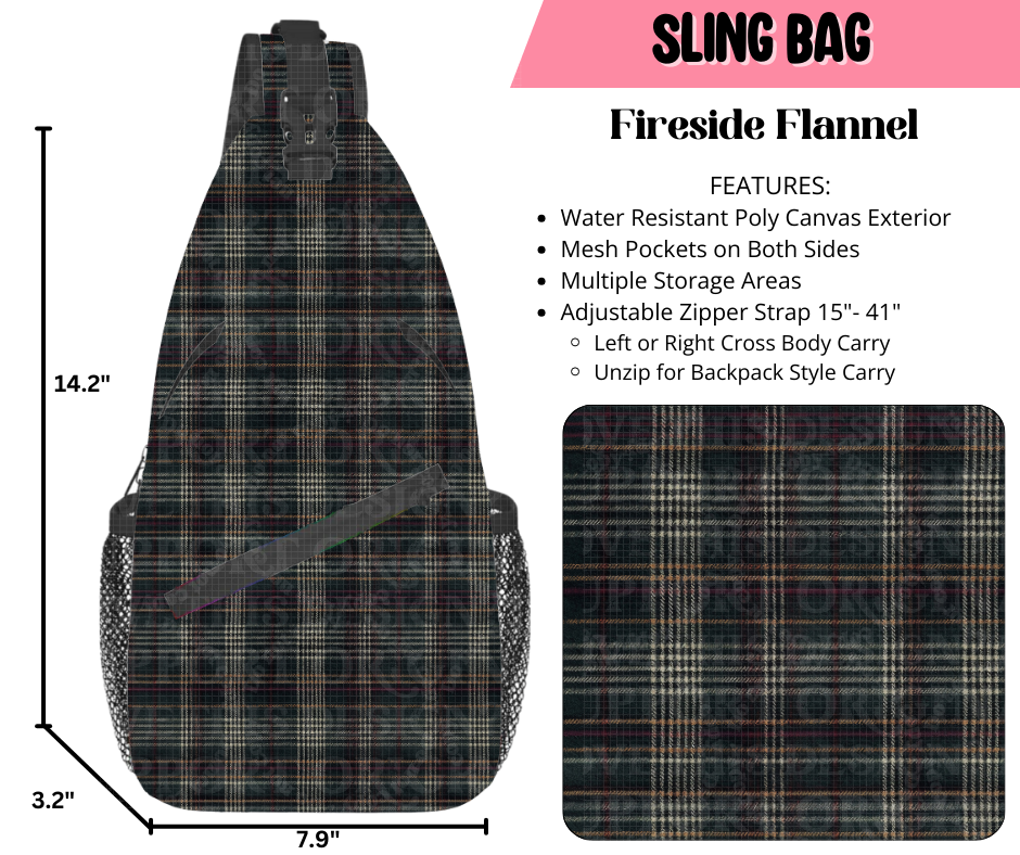 Preorder! Closes 9/17. ETA Dec. Fireside Flannel Sling Bag