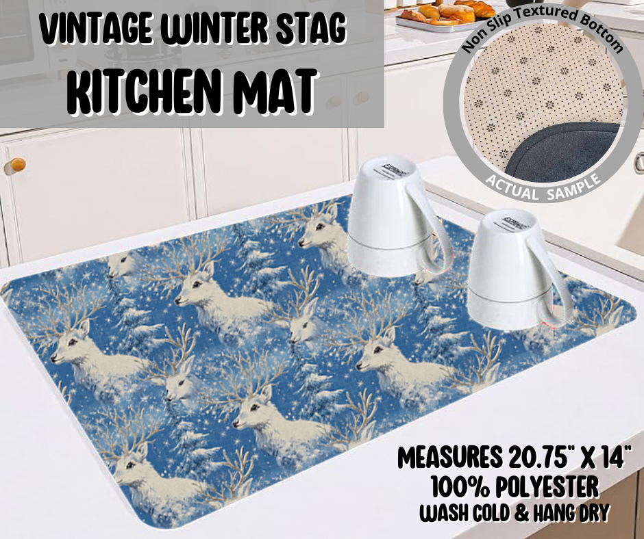 Preorder! Closes 9/10. ETA Dec. Vintage Winter Stag Kitchen Mat