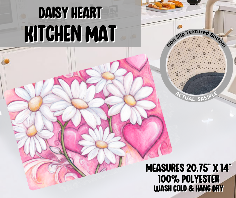 Preorder! Closes 11/26. ETA Feb. Daisy Heart Kitchen Mat