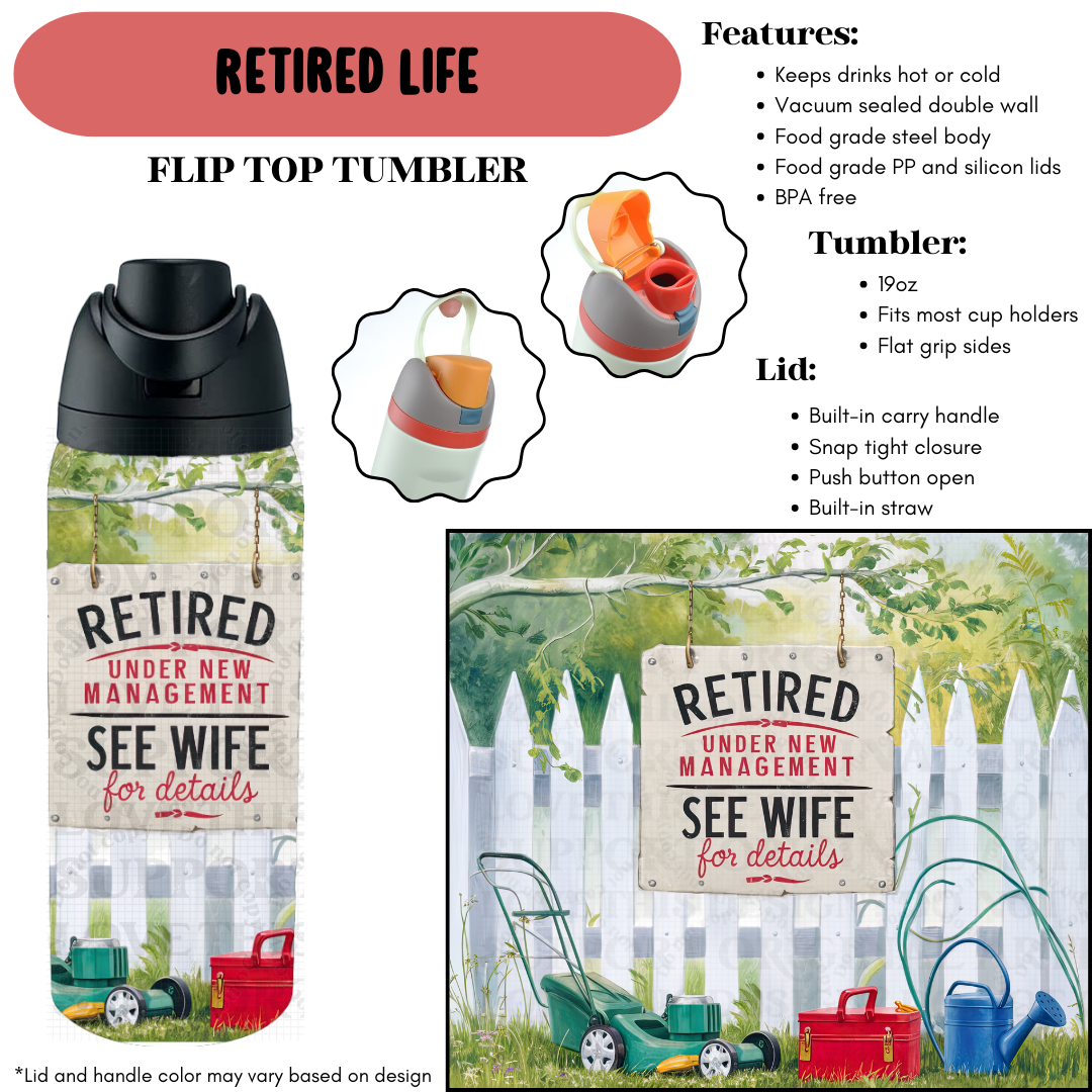 Preorder! Closes 9/18. ETA Dec. Retired Life Flip Top Tumbler