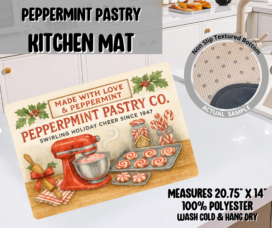 Preorder! Closes 9/10. ETA Dec. Peppermint Pastry Kitchen Mat