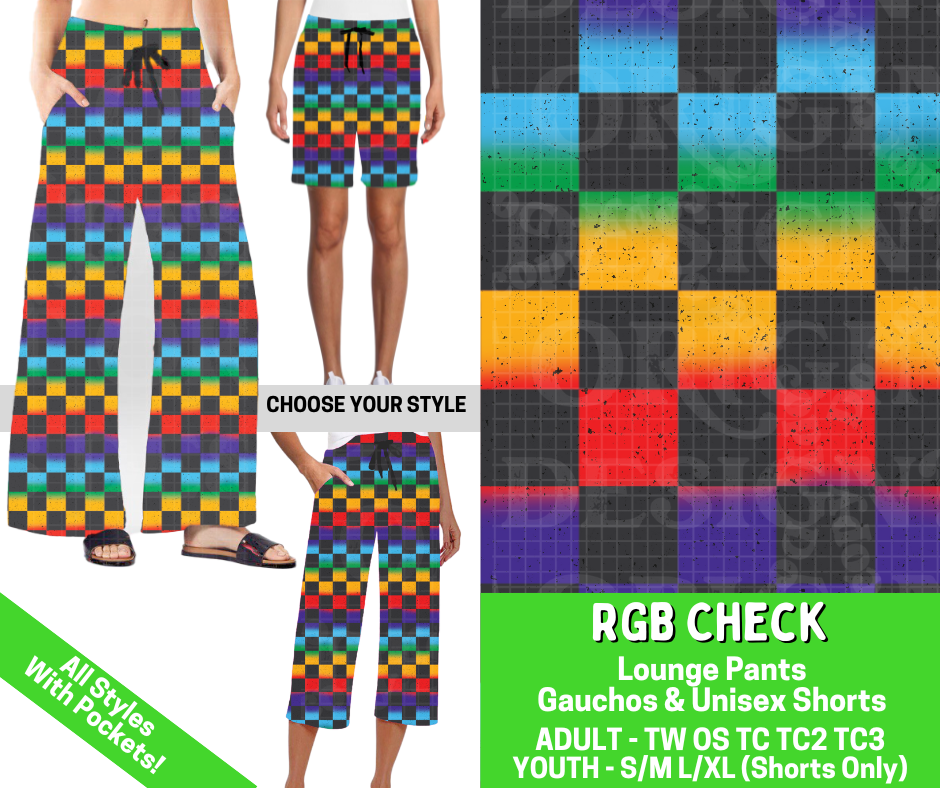 Preorder! Closes 2/25. ETA May. RGB Check Combo Lounge Lengths