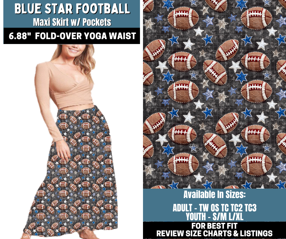 Preorder! Closes 10/13. ETA Jan. Blue Star Football Maxi Skirt