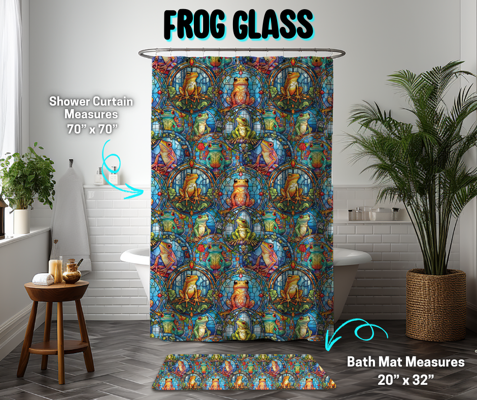 Preorder! Closes 3/26. ETA June. Frog Glass Custom Shower Curtain and/or Bath Mat