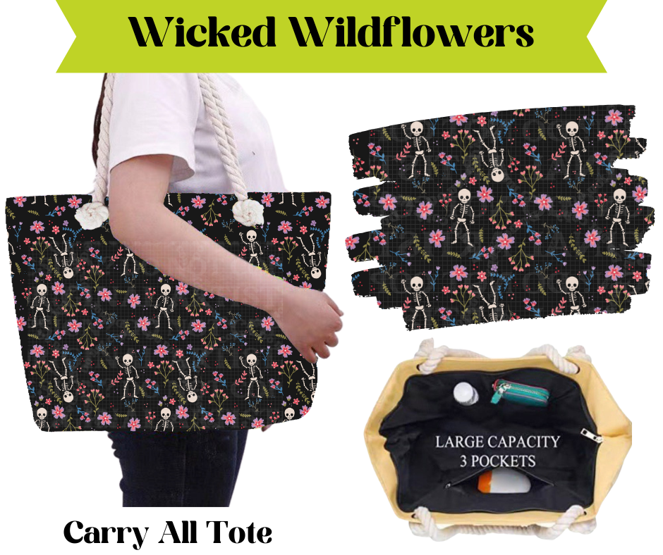 Preorder! Closes 3/16. ETA May. Wicked Wildflowers Carry All Tote