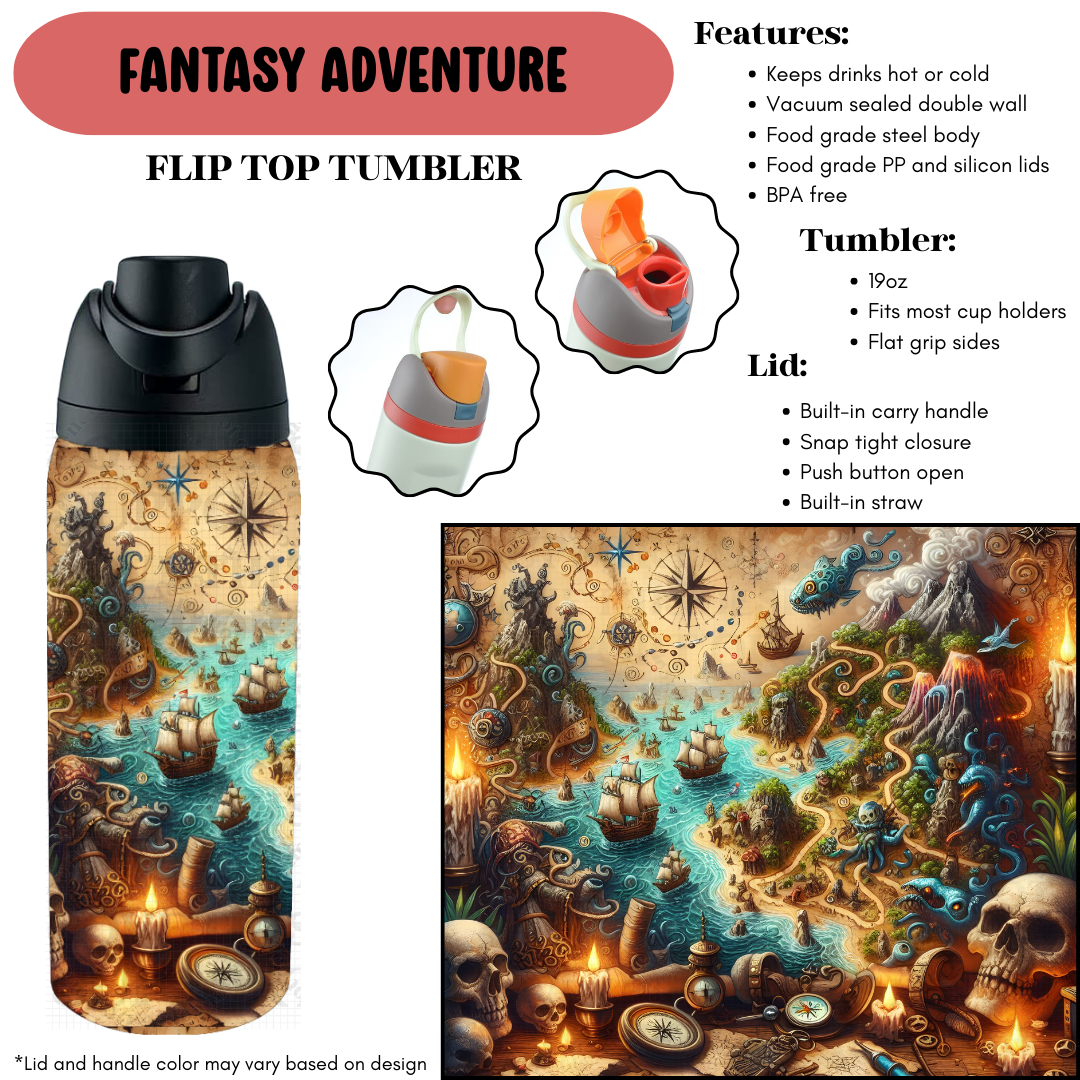 Preorder! Closes 9/18. ETA Dec. Fantasy Adventure Flip Top Tumbler