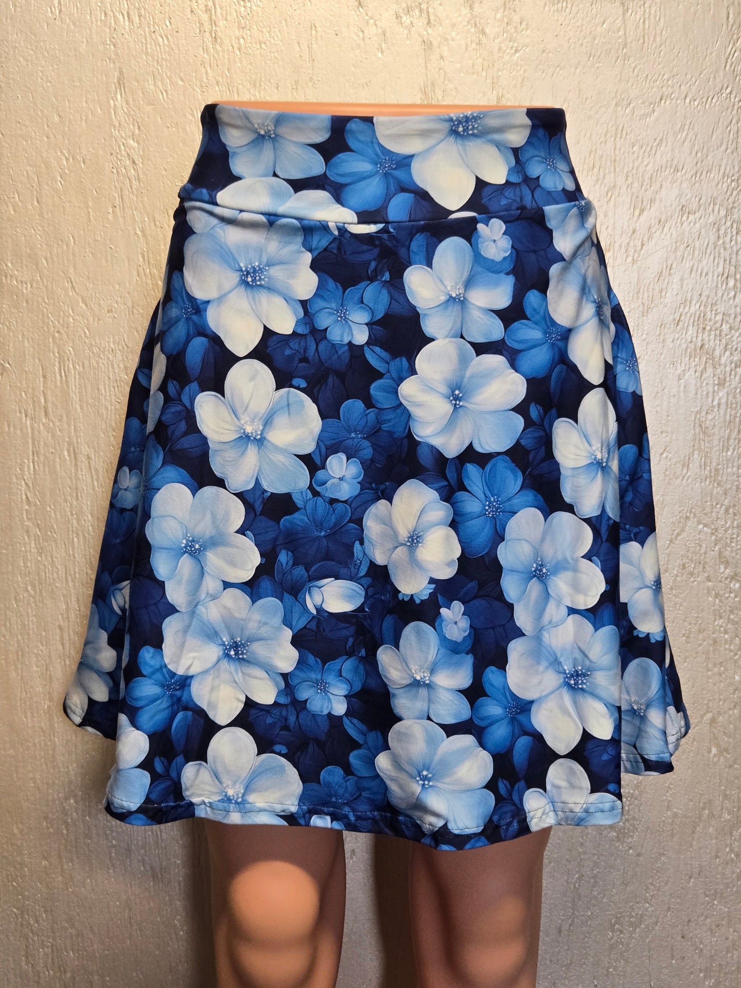 Blue and white floral capris leggings and skorts with pockets