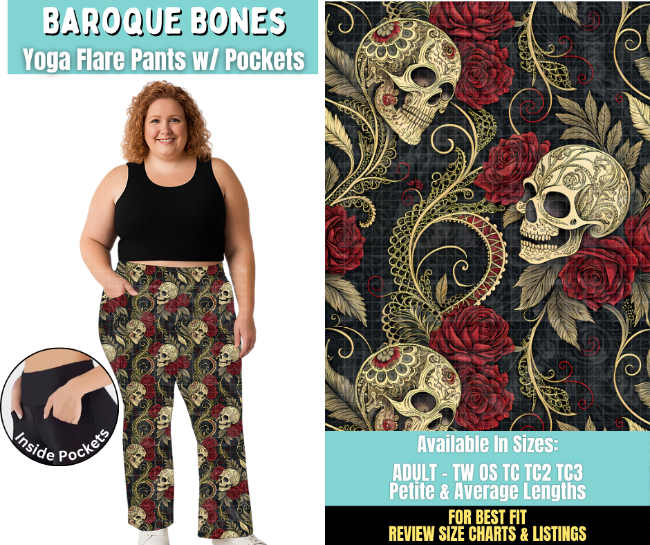 Preorder! Closes 6/25. ETA Sept. Baroque Bones Yoga Flare Pants