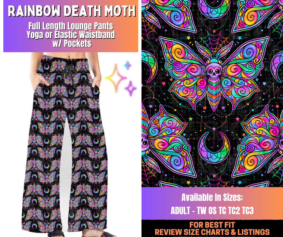 Preorder! Closes 12/10. ETA March. Rainbow Death Moth Full Length Lounge Pants