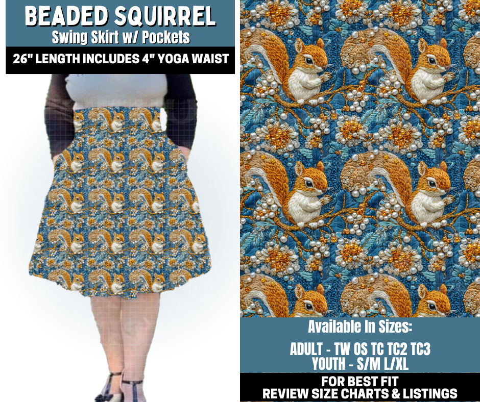 Preorder! Closes 10/13. ETA Jan. Beaded Squirrel Swing Skirt