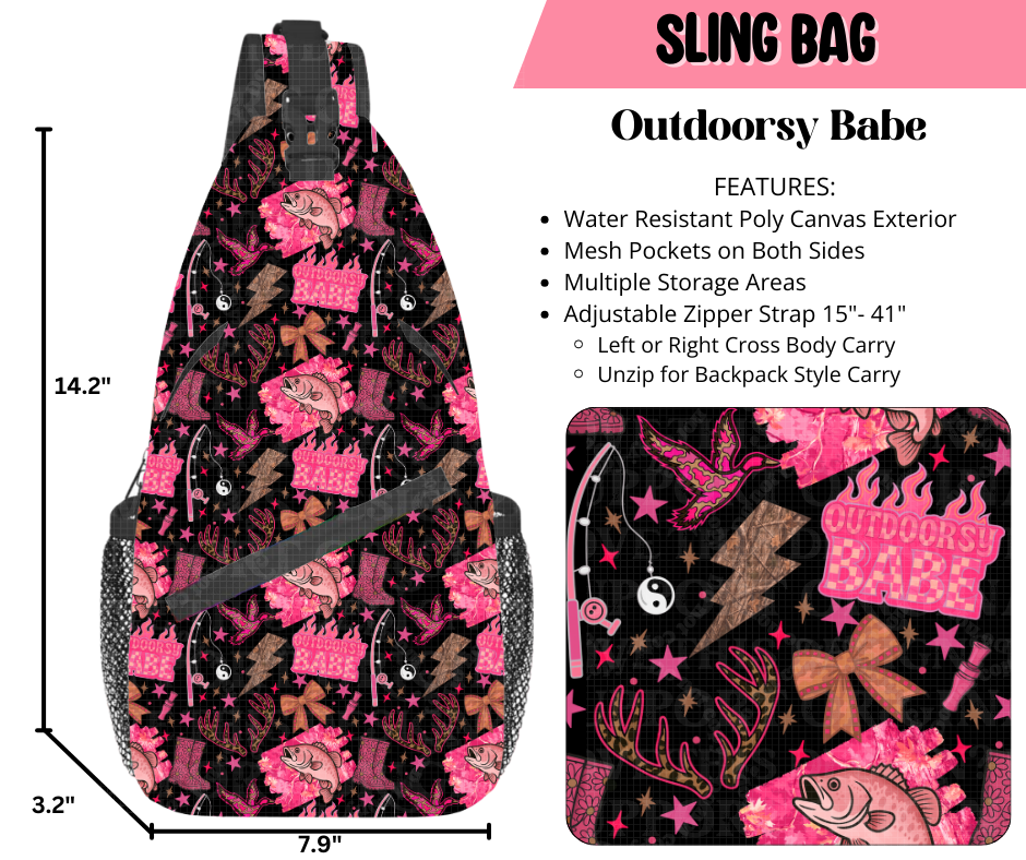 Preorder! Closes 9/17. ETA Dec. Outdoorsy Babe Sling Bag