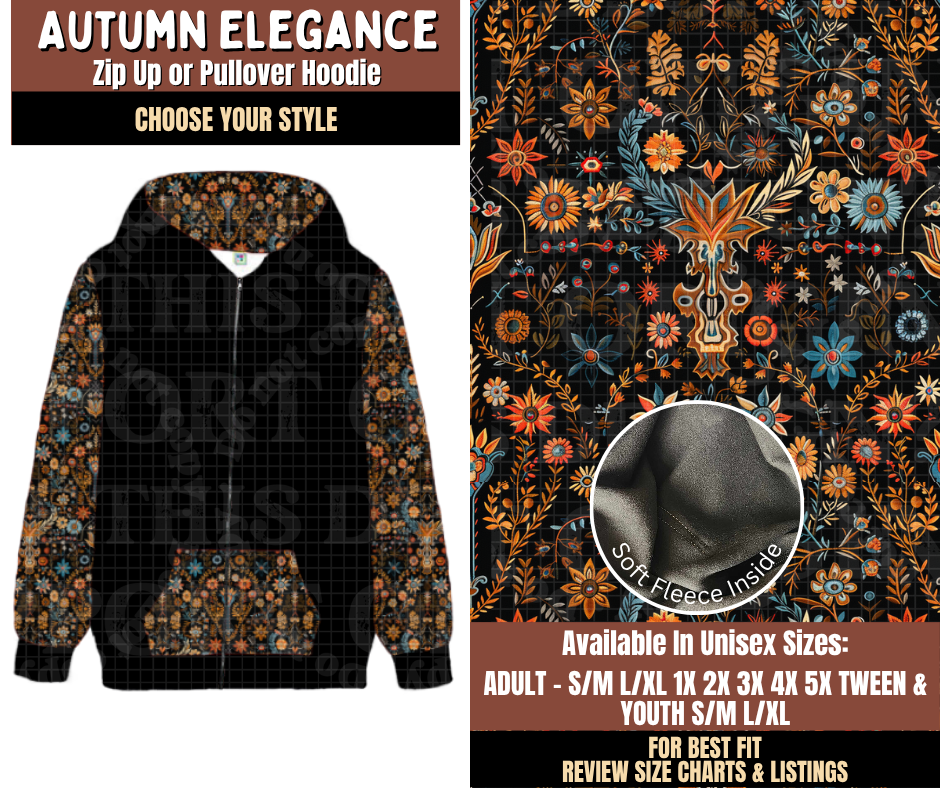 Preorder! Closes 7/27. ETA Oct. Autumn Elegance Zip-Up or Pullover Hoodie