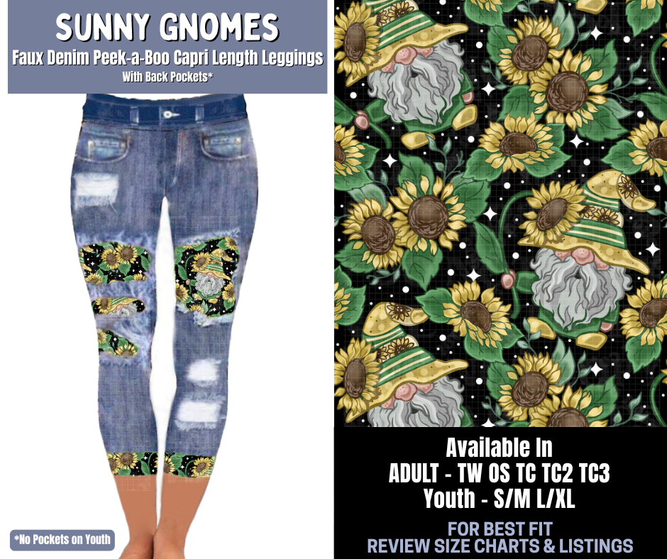 Preorder! Closes 1/8. ETA March. Sunny Gnomes Capri Faux Denim Peekaboo