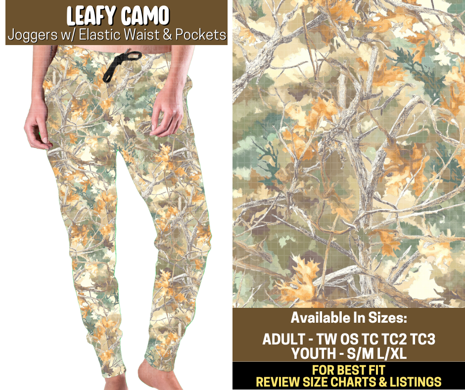 Preorder! Closes 9/12. ETA Dec. Leafy Camo Joggers