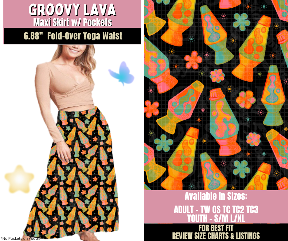 Preorder! Closes 9/25. ETA Dec. Groovy Lava Maxi Skirt