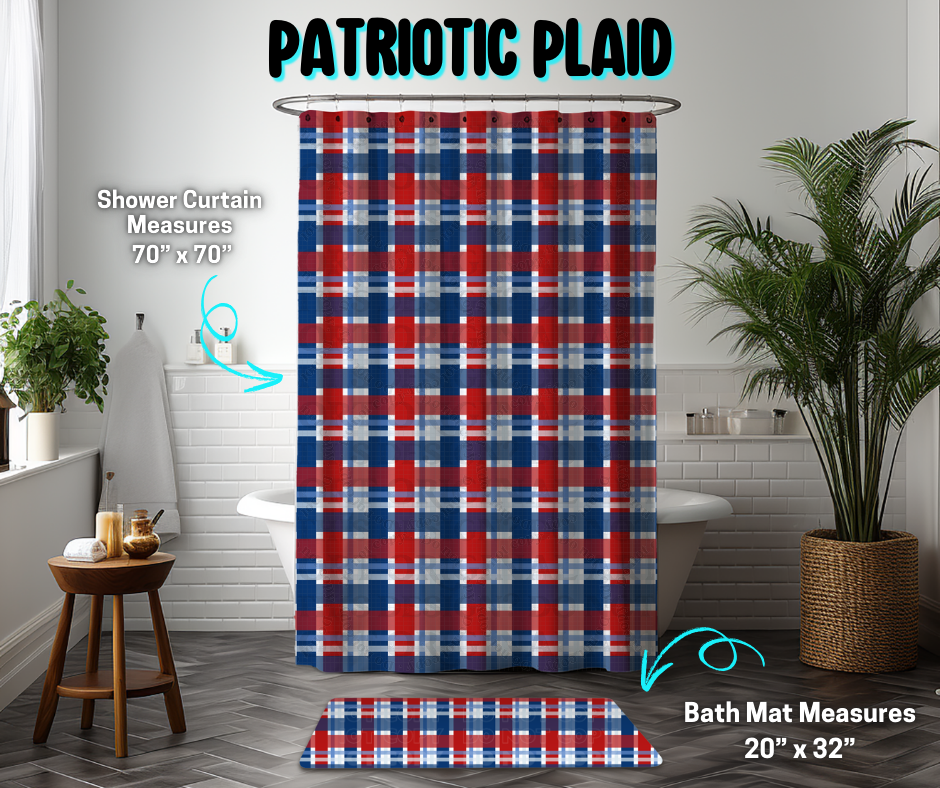 Preorder! Closes 3/26. ETA June. Patriotic Plaid Custom Shower Curtain and/or Bath Mat