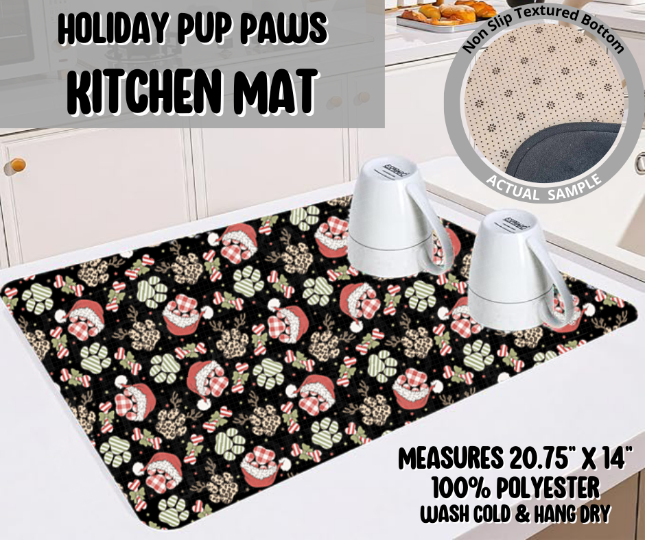 Preorder! Closes 9/10. ETA Dec. Holiday Pup Paws Kitchen Mat