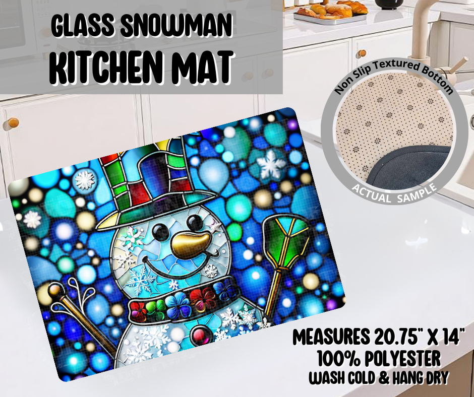 Preorder! Closes 9/10. ETA Dec. Glass Snowman Kitchen Mat