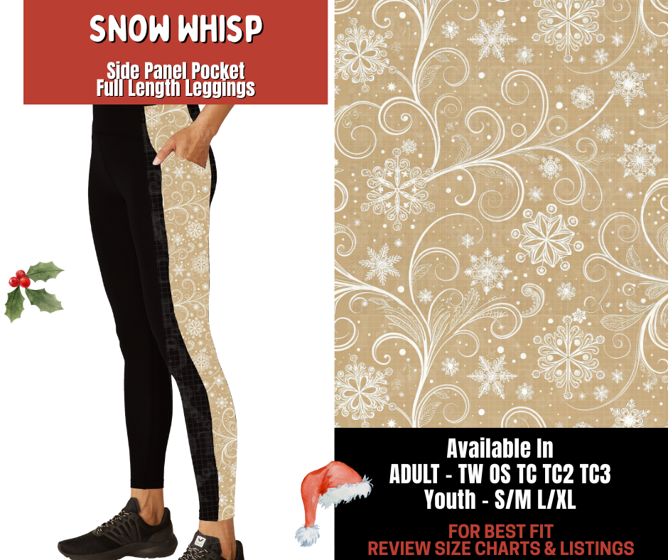 Preorder! Closes 9/24. ETA Dec. Snow Whisp Side Panel Pocket Full Length Leggings