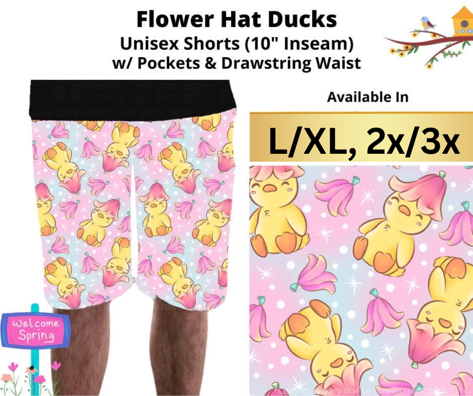 Flower Hat Ducks Unisex Shorts