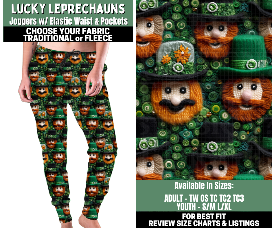 Preorder! Closes 12/4. ETA Feb. Lucky Leprechauns Joggers Choose Fleece or Traditional