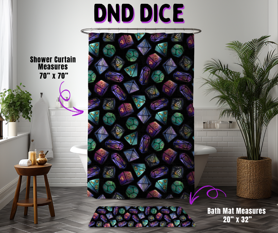 Preorder! Closes 10/21. ETA Jan. DND Dice Custom Shower Curtain and/or Bath Mat