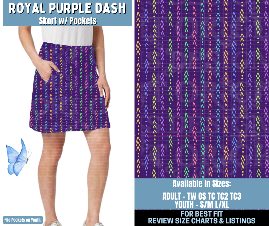 Preorder! Closes 1/15. ETA April. Royal Purple Dash Skort