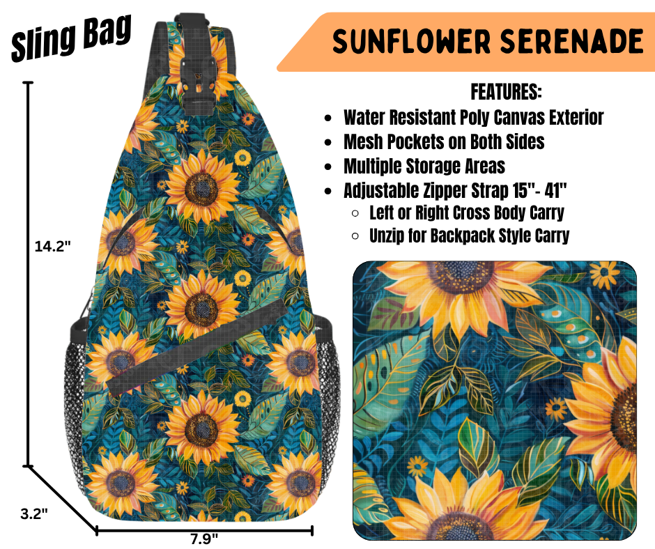 Preorder! Closes 6/22. ETA Sept. Sunflower Serenade Sling Bag