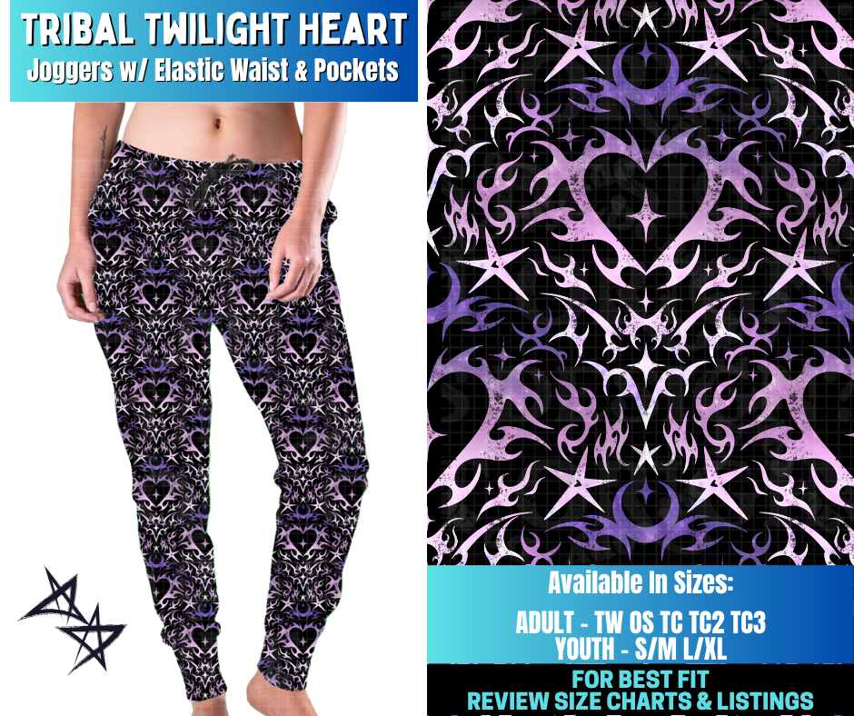Preorder! Closes 12/17. ETA March. Tribal Twilight Heart Joggers