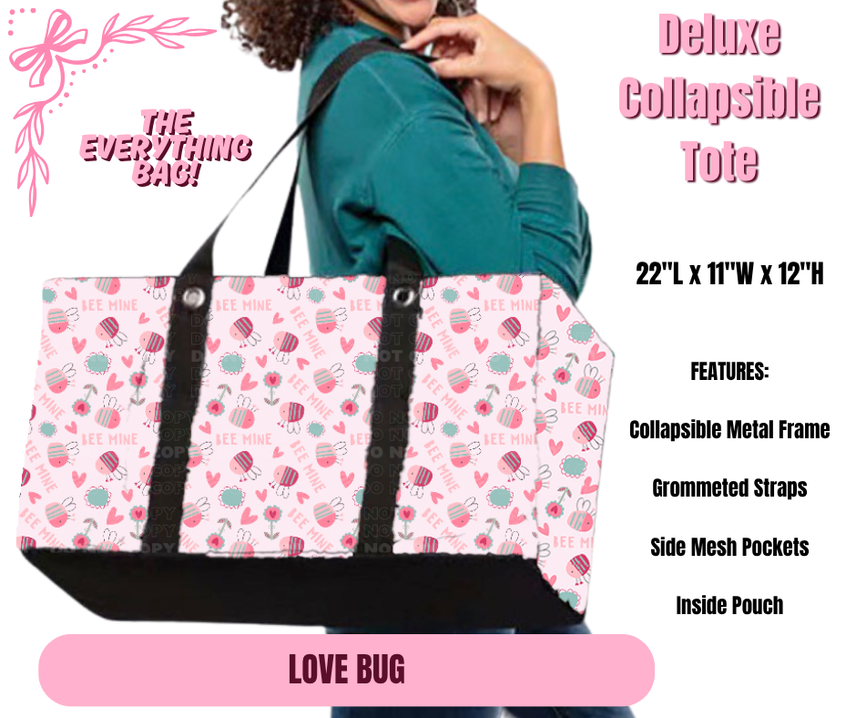 Preorder! Closes 11/27. ETA Feb. Love Bug Collapsible Tote