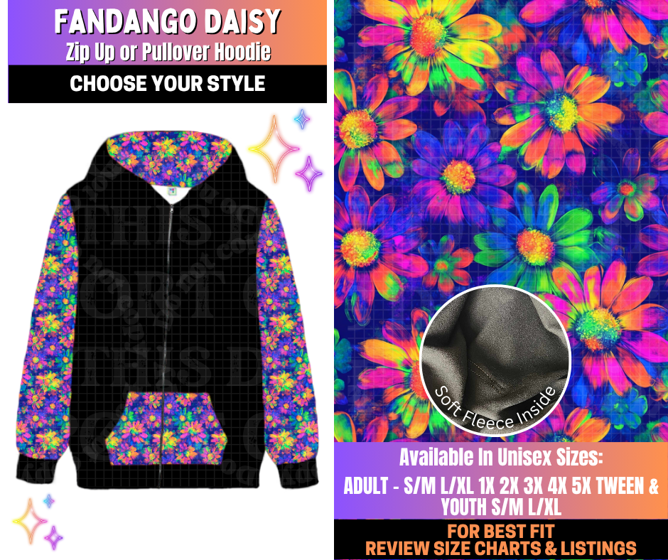 Preorder! Closes 12/10. ETA March. Fandango Daisy Zip-Up or Pullover Hoodie