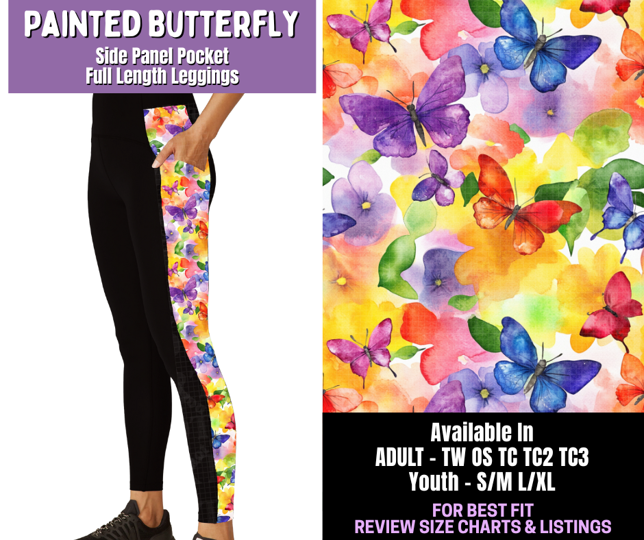 Preorder! Closes 12/18. ETA March. Painted Butterfly Side Panel Pocket Full Length Leggings