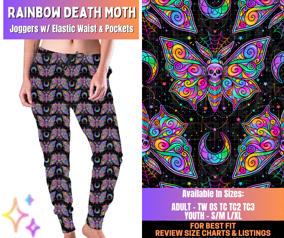 Preorder! Closes 12/10. ETA March. Rainbow Death Moth Joggers