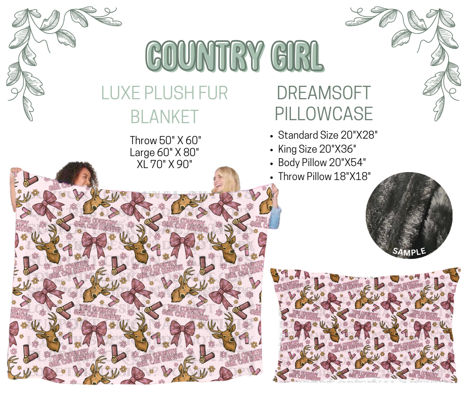 Preorder! Closes 10/9. ETA Dec. Country Girl Luxe Plush Fur Blanket and/or DreamSoft Pillowcase