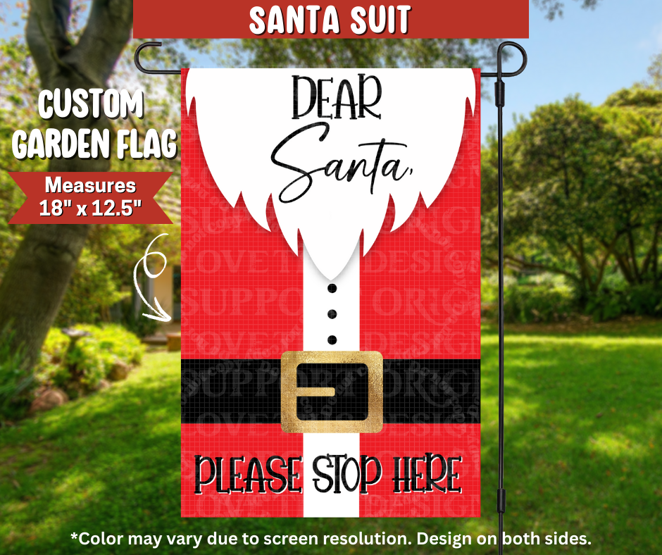 Preorder! Closes 9/22. ETA Dec. Santa Suit Garden Flag
